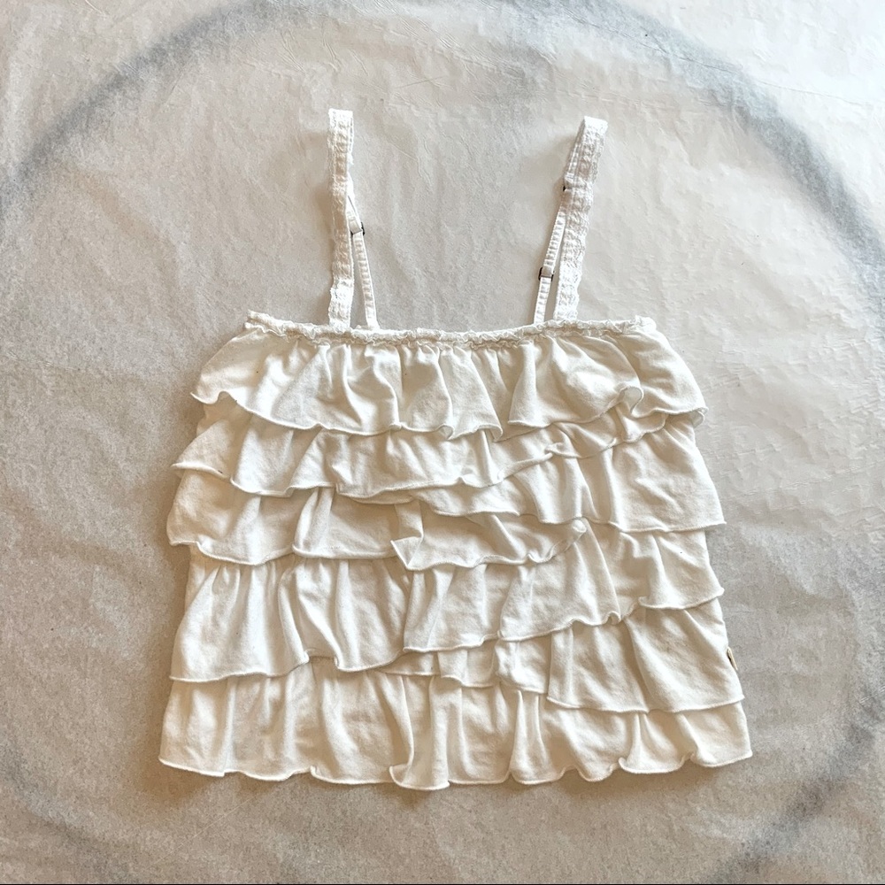 Hollister white ruffled tank